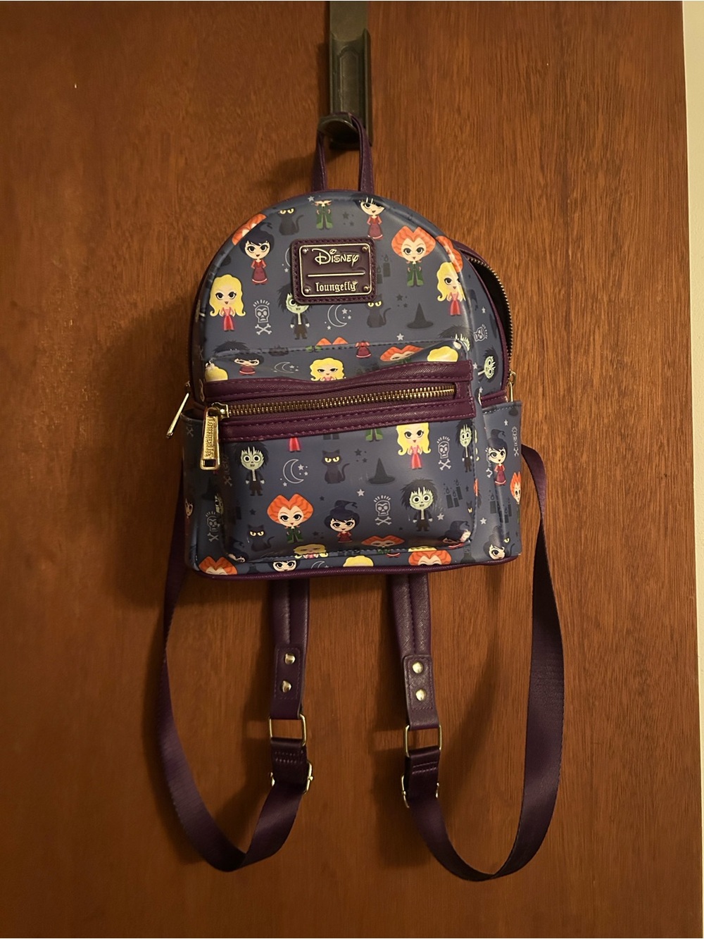 Disney Loungefly Purple Hocus Pocus Character Print Mini Backpack
